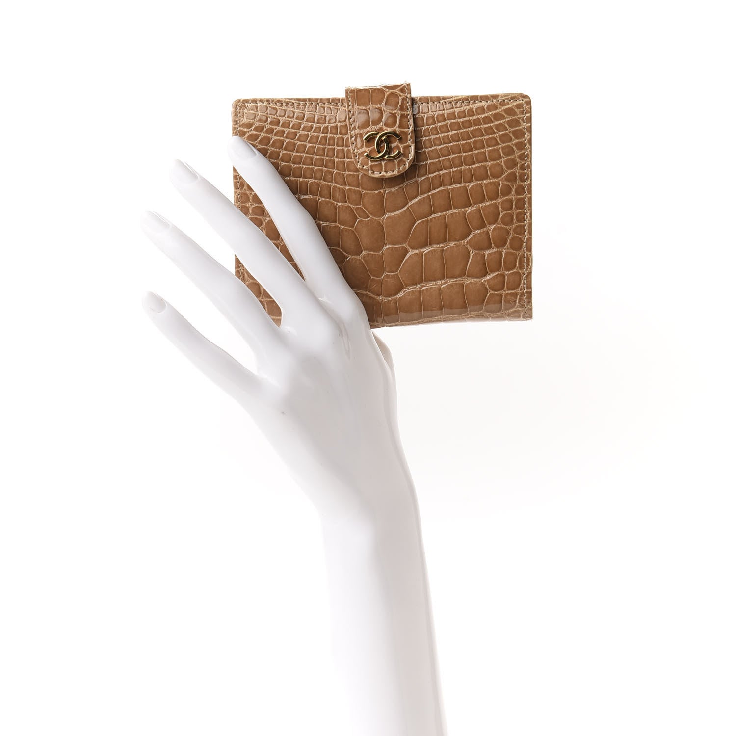 Chanel Alligator French Compact Wallet Beige 2 of 7