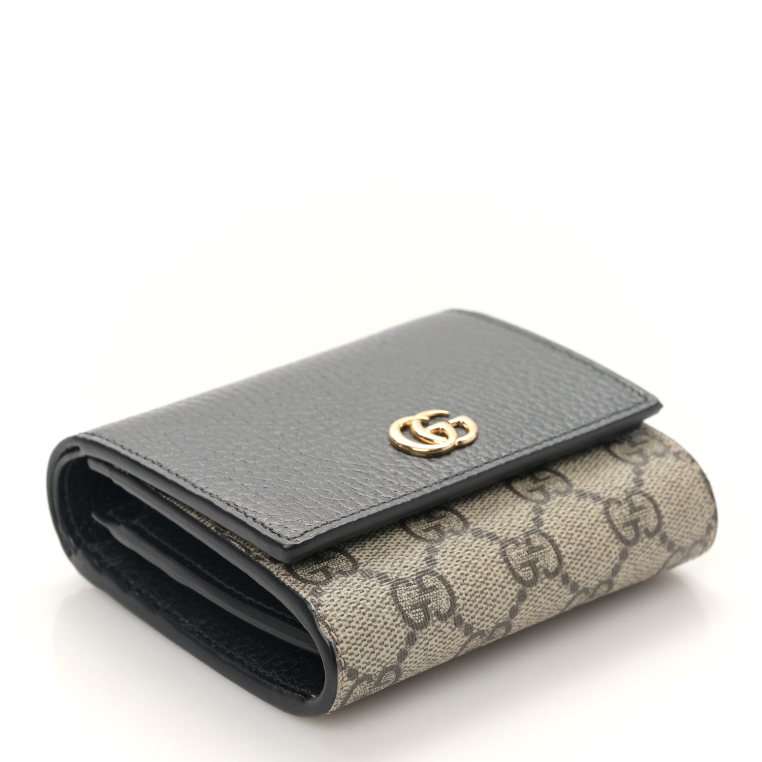 Gucci Dollar Calfskin GG Supreme Monogram Medium GG Marmont Wallet Black Beige Ebony 4 of 9