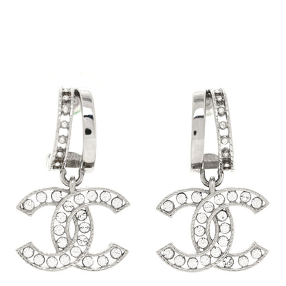 Chanel Crystal CC Drop Earrings Silver 1 of 7