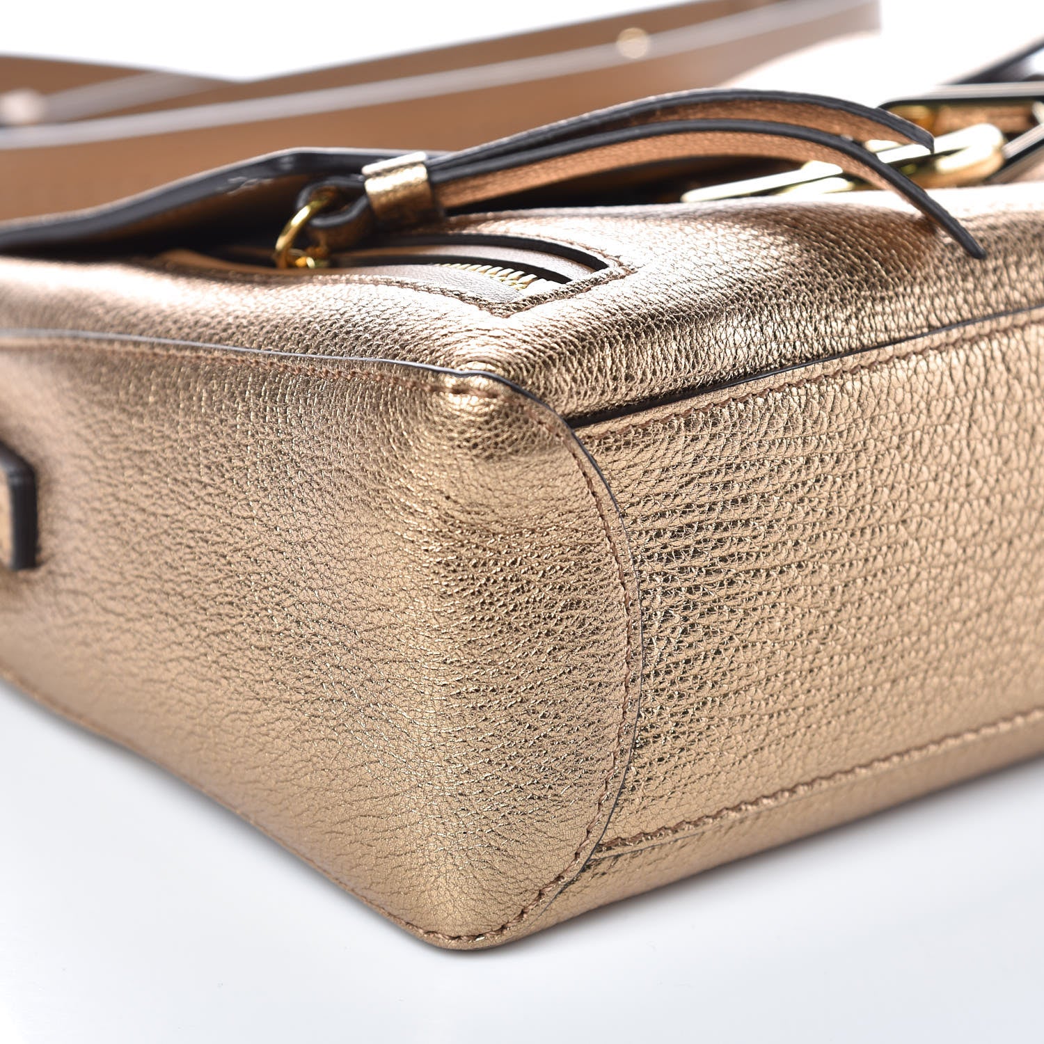 Chloe Metallic Calfskin Mini Faye Day Shoulder Bag Gold 8 of 9