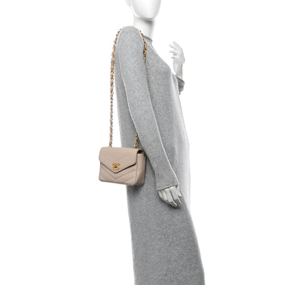 Chanel Caviar Chevron Quilted Mini Square Flap Light Beige 2 of 10