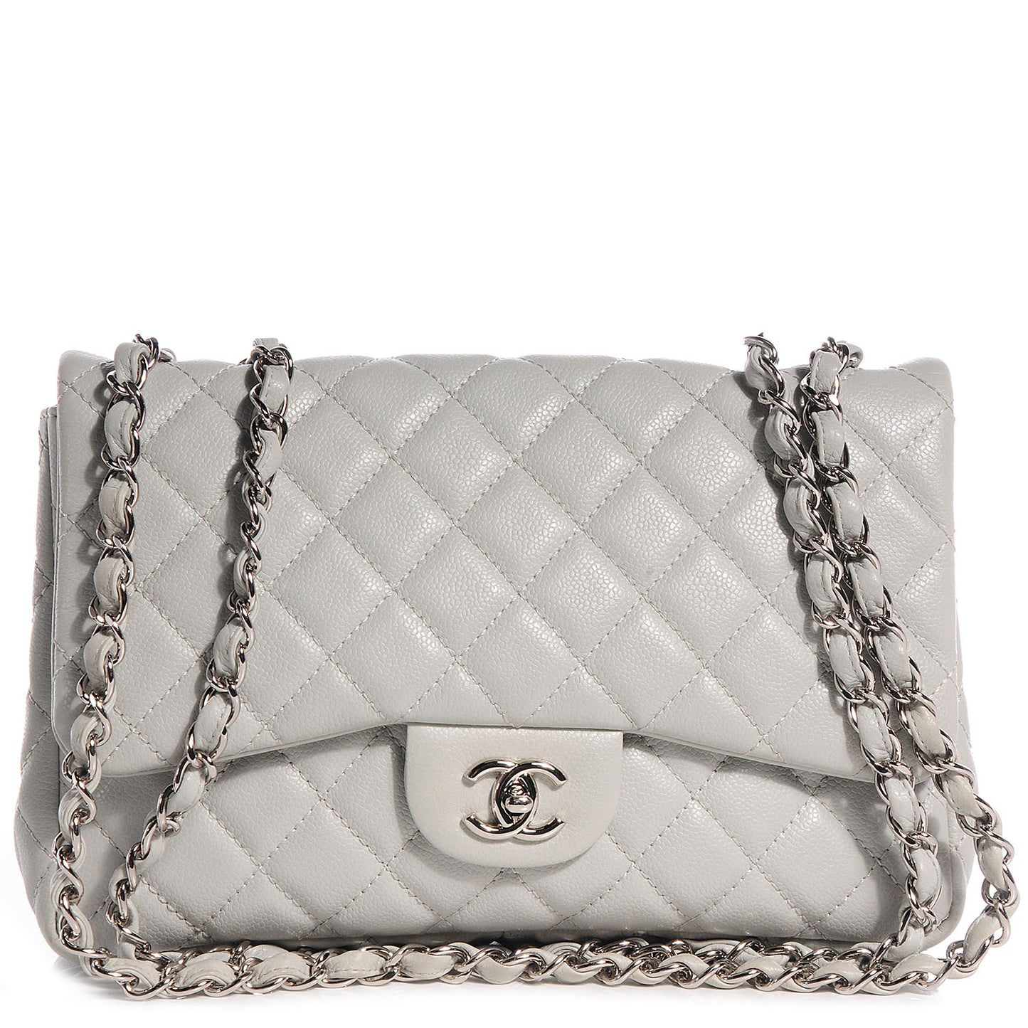 Caviar Jumbo Single Flap Grey