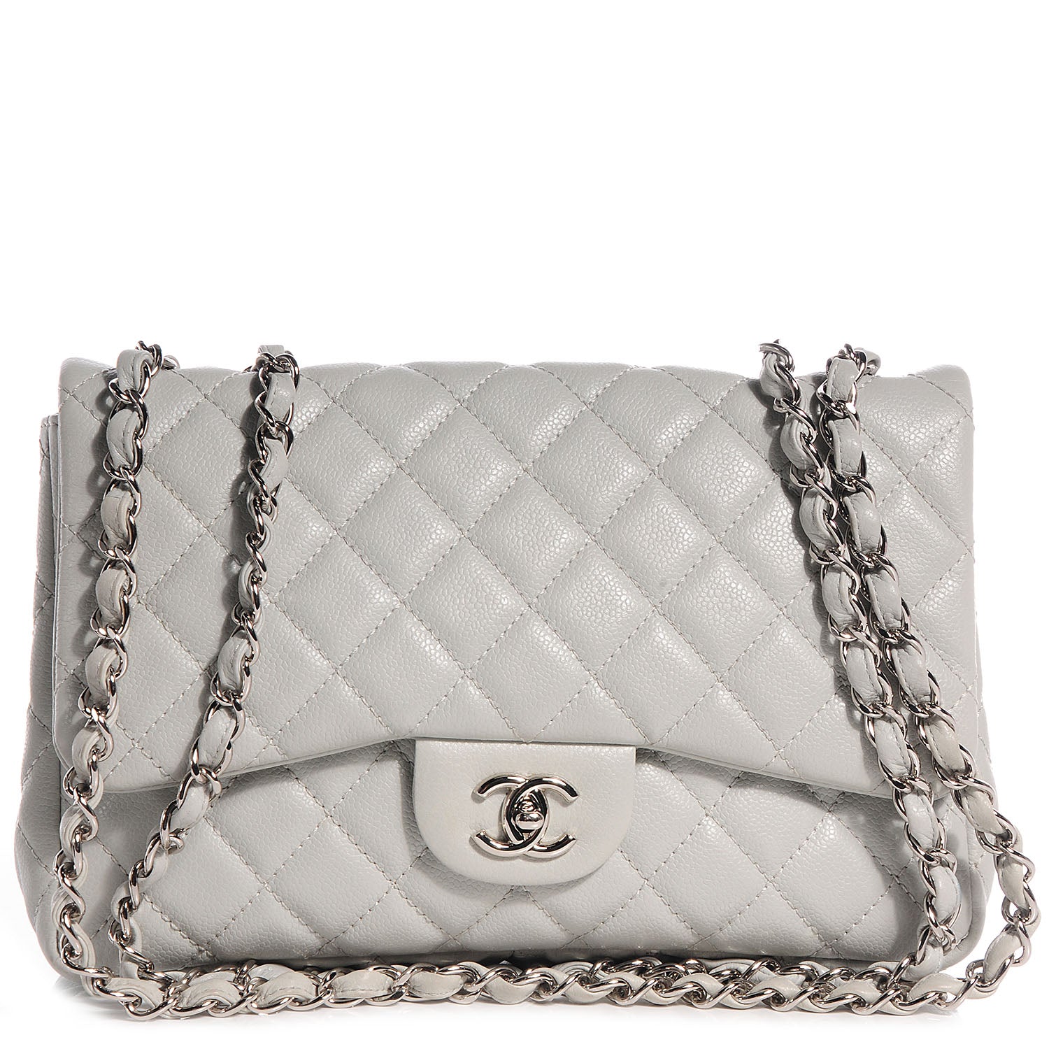 Chanel Caviar Jumbo Single Flap Grey 1 of 8