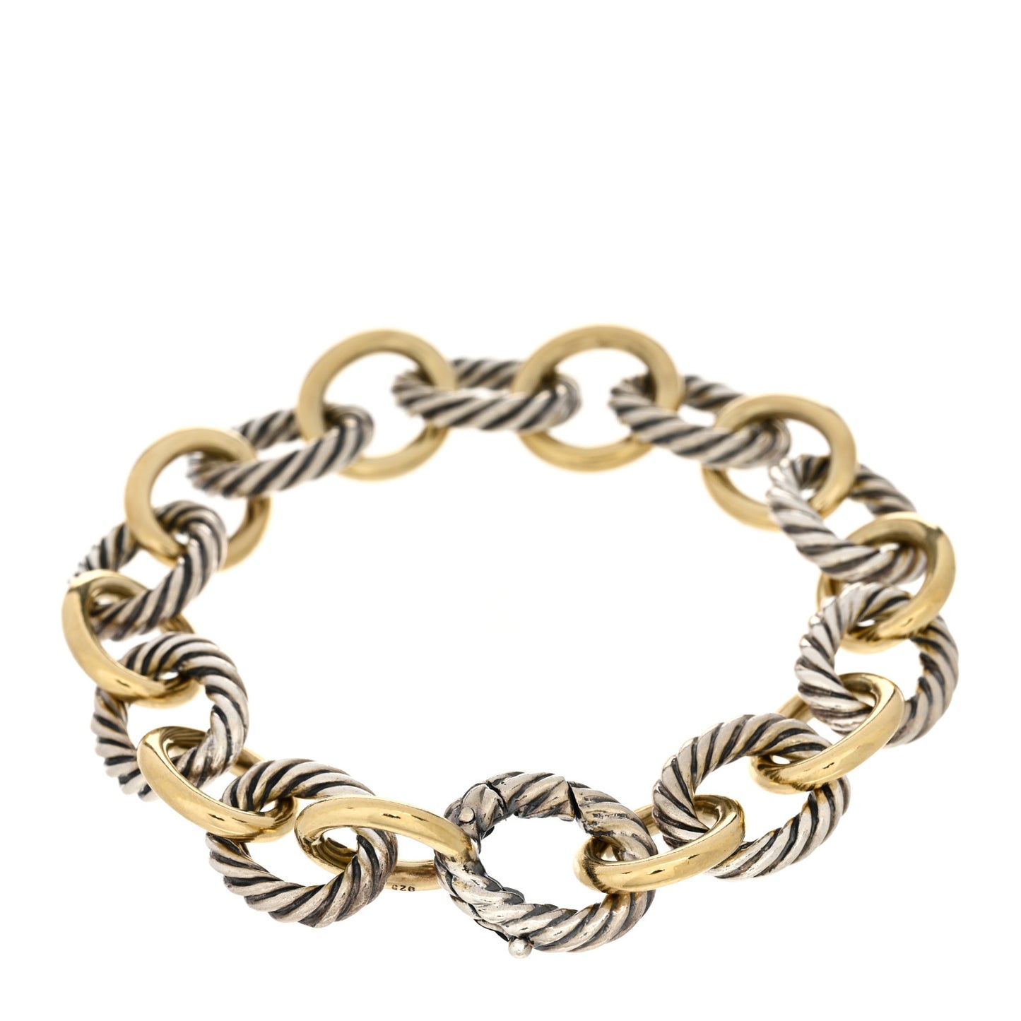 Sterling Silver 18K Yellow Gold 12mm Medium Oval Link Bracelet