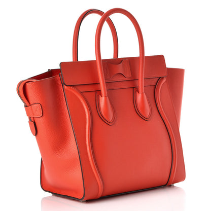 Celine Drummed Calfskin Mini Luggage Vermillion 3 of 7