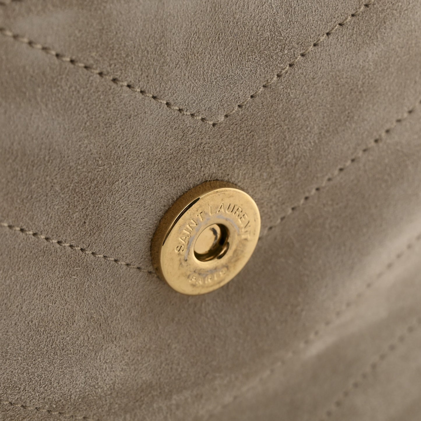 Suede Monogram Medium Niki Chain Satchel Light Beige