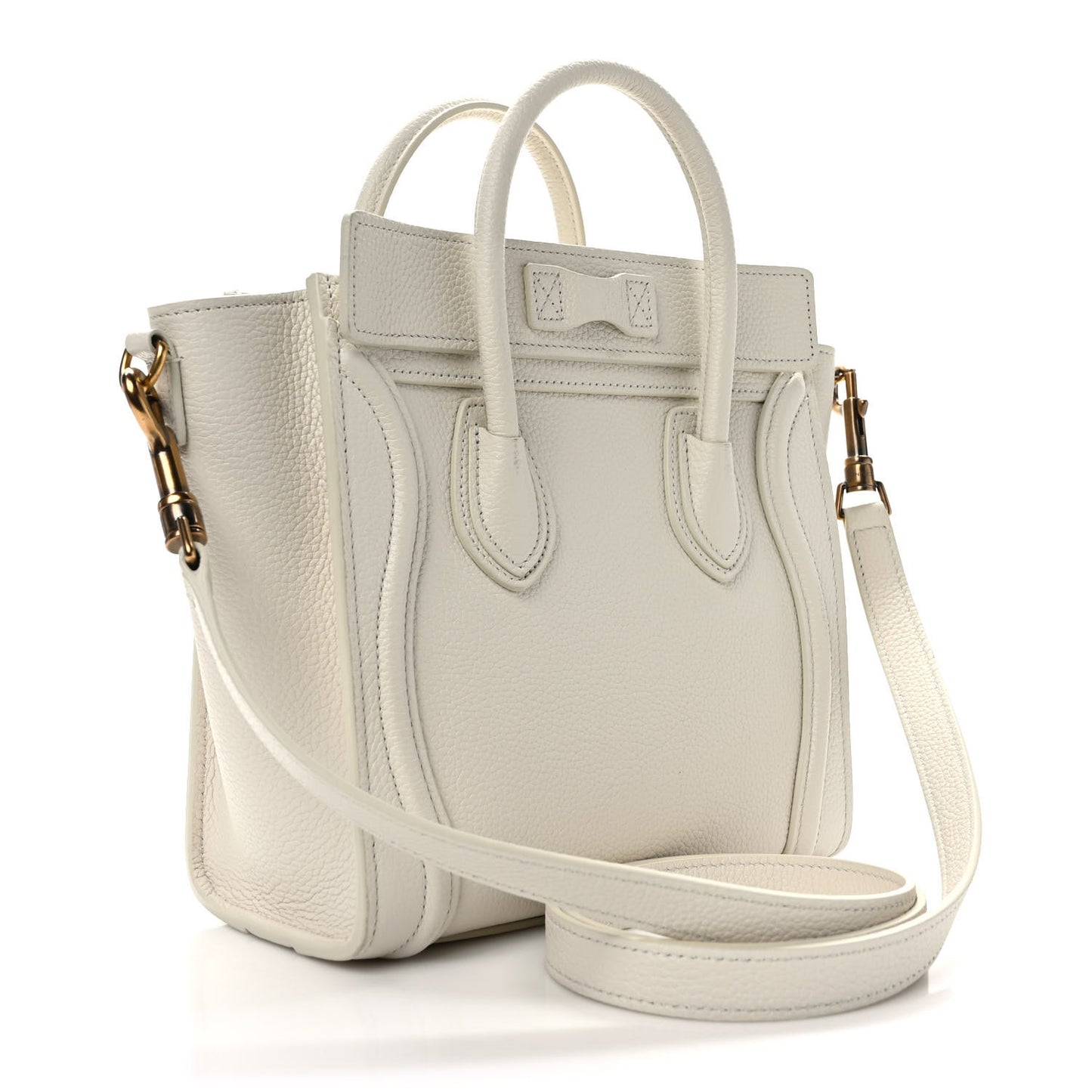 Drummed Calfskin Nano Luggage Chalk