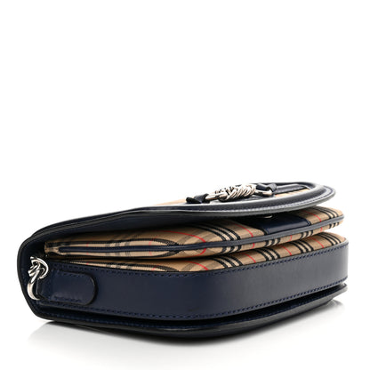 Burberry Smooth Calfskin 1983 Knight Check Link Shoulder Bag Ink Blue 4 of 10