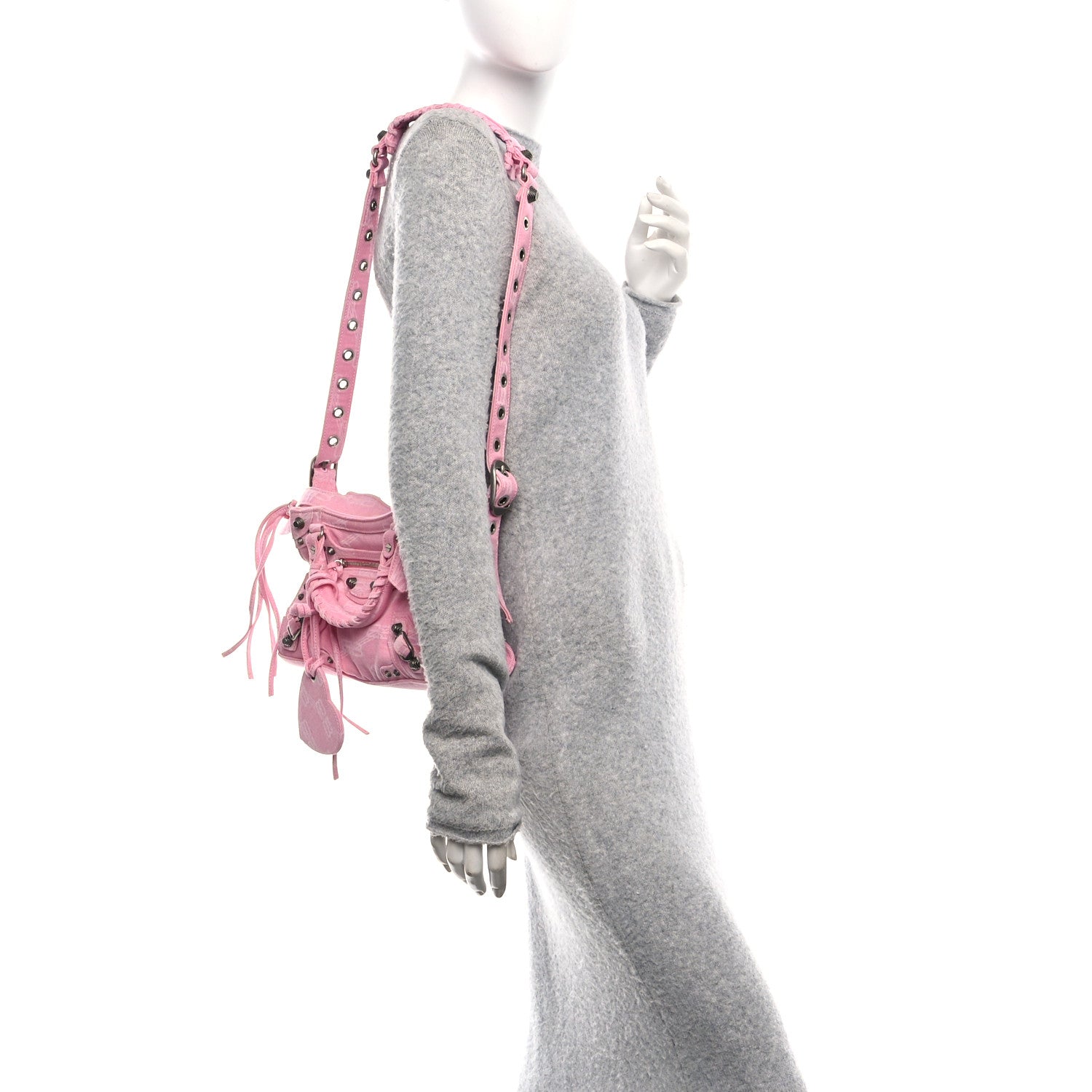 Balenciaga Denim BB Monogram Neo Cagole Handbag XS Pink 2 of 11