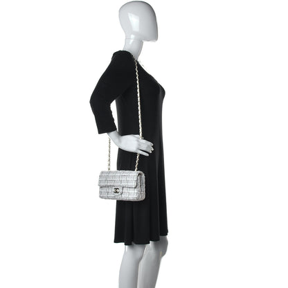 Chanel Tweed Quilted Mini Rectangular Flap White Grey 2 of 13