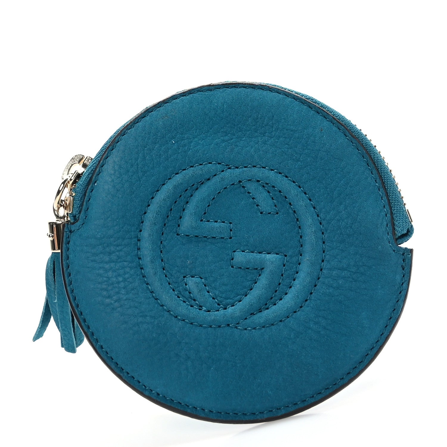 Gucci Suede Soho Round Coin Purse Deep Cobalt 1 of 6