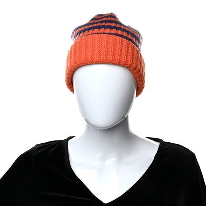 Gucci Wool Knit Bee Embroidered K2 Beanie Hat 58 Orange Blue 2 of 6