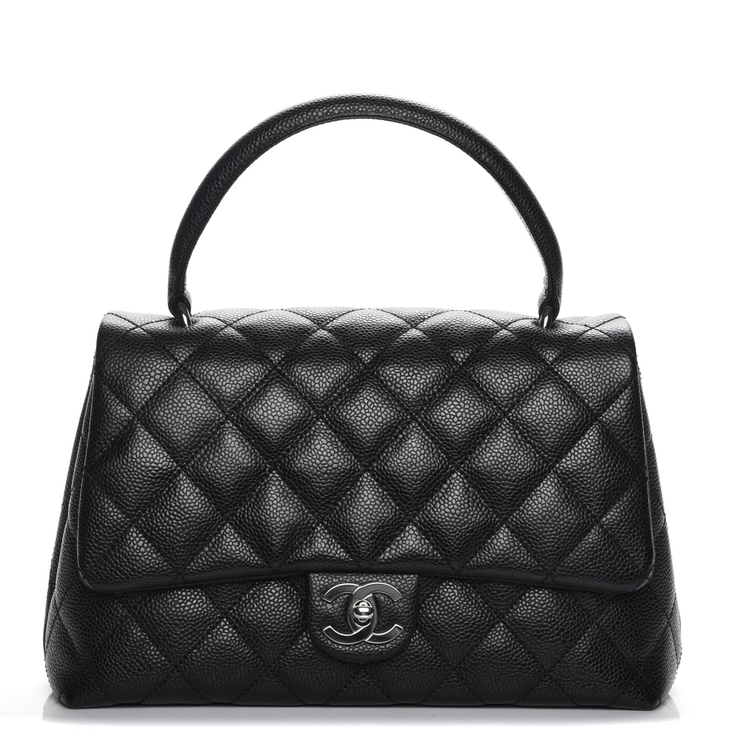 Caviar Quilted Medium Kelly Flap Bag Black