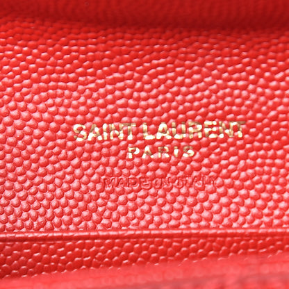 Saint Laurent Grain De Poudre Matelasse Chevron Small Monogram Envelope Wallet Rouge Eros 6 of 7