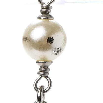 Chanel Crystal Pearl CC Long Necklace Silver 8 of 10