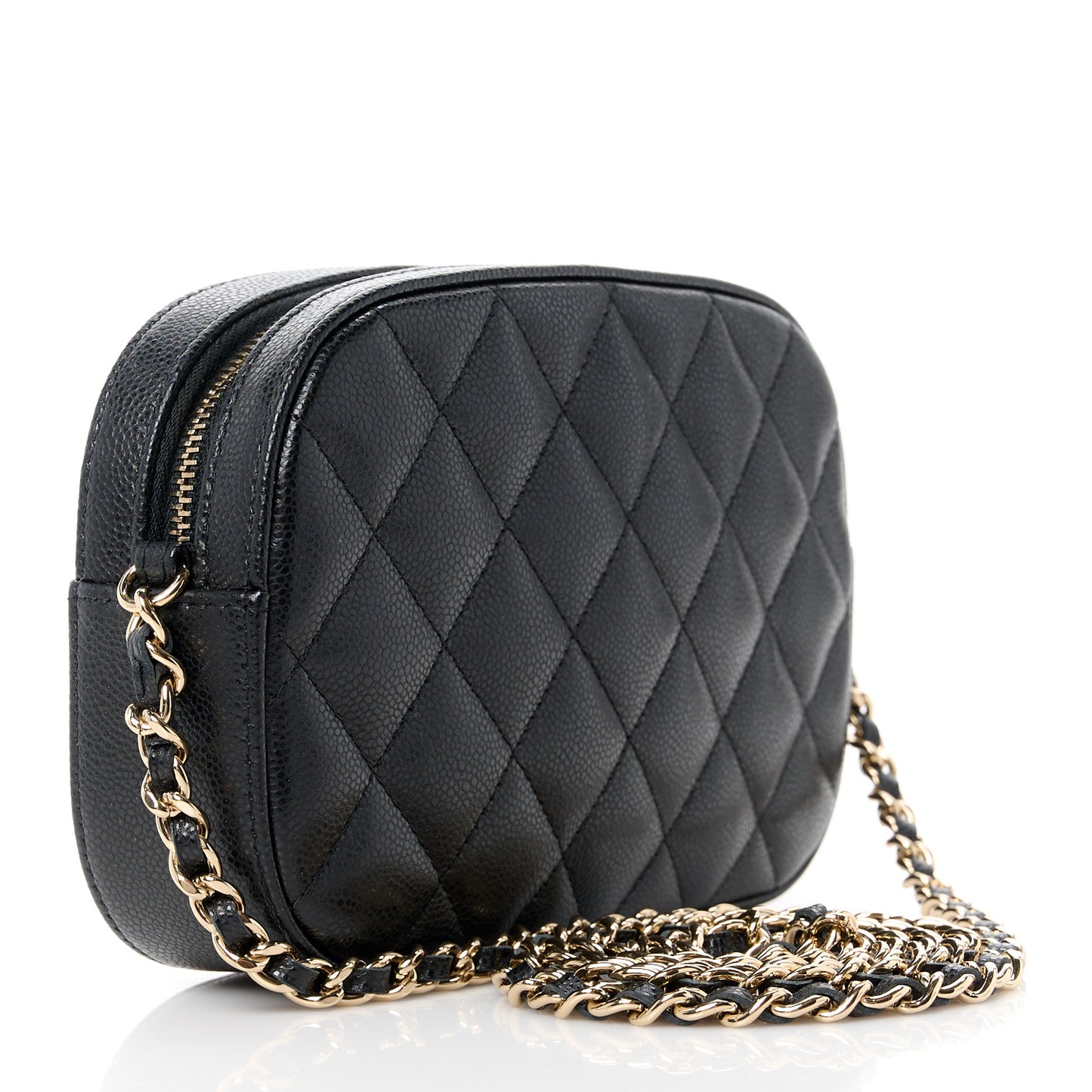 Caviar Quilted Chain Camera Bag Black