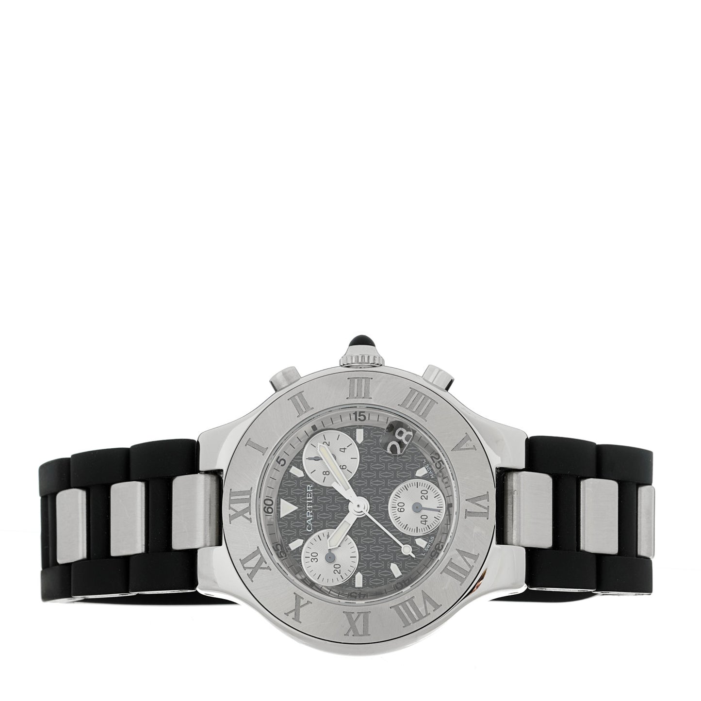 Stainless Steel Rubber 38mm Must 21 Chronoscaph Quartz Watch Black