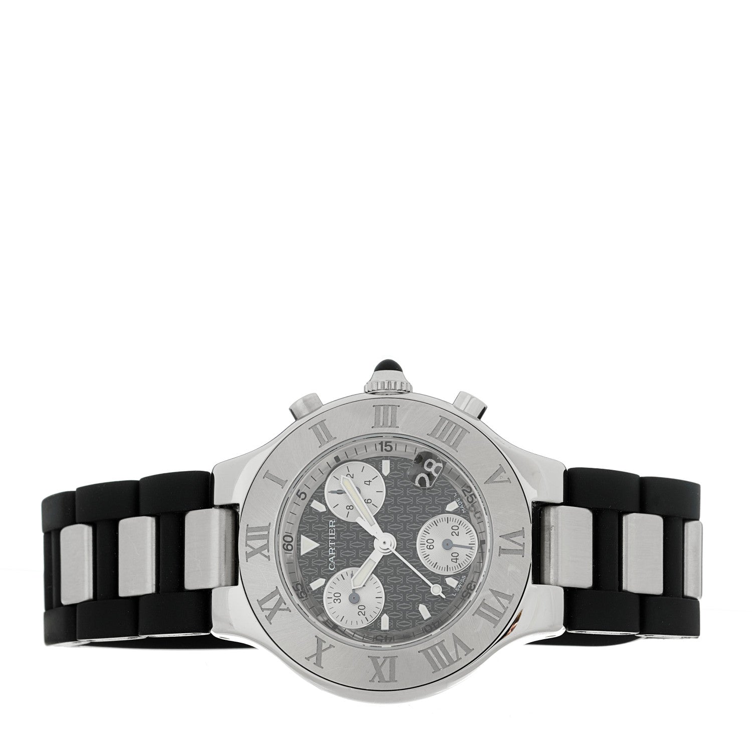 Cartier Stainless Steel Rubber 38mm Must 21 Chronoscaph Quartz Watch Black 2 of 4