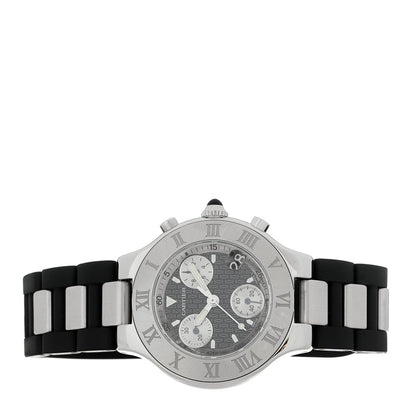 Cartier Stainless Steel Rubber 38mm Must 21 Chronoscaph Quartz Watch Black 2 of 4