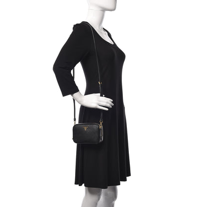 Prada Saffiano Mini Camera Crossbody Bag Black 2 of 11