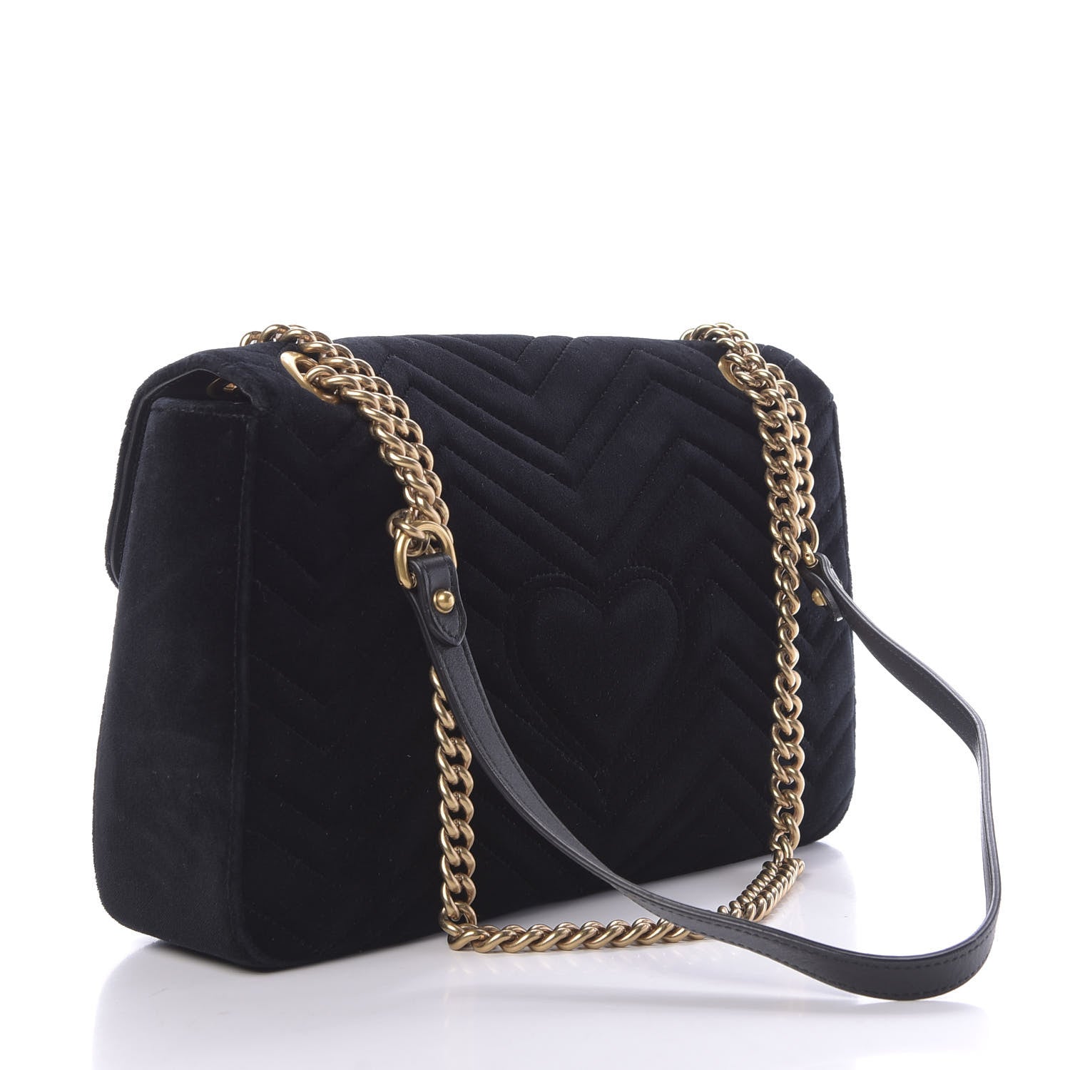 Gucci Velvet Matelasse Loved Embroidered Medium GG Marmont Shoulder Bag Black 3 of 10