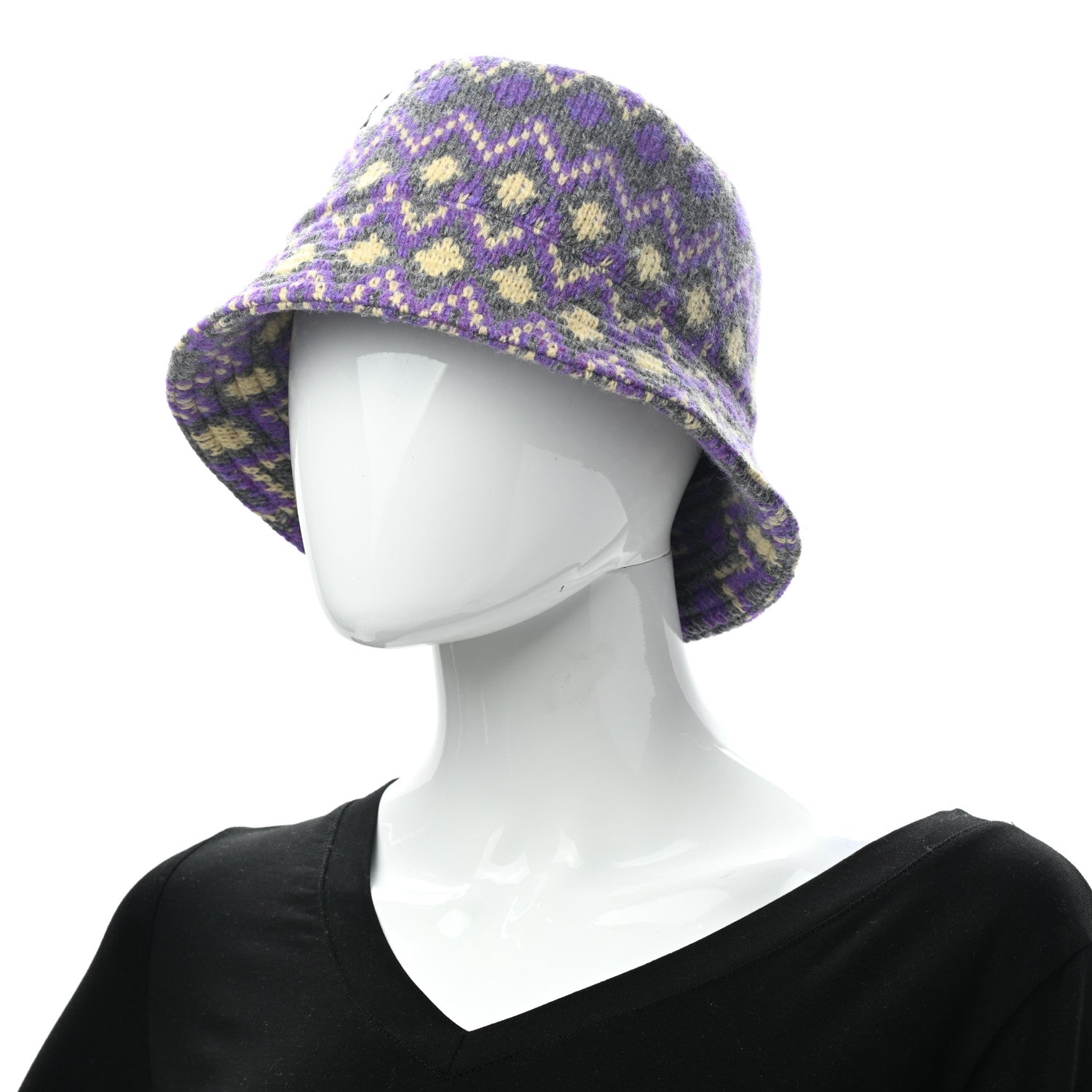 Prada Shetland Chevron Racing Logo Womens Bucket Hat S Grigio 2 of 8