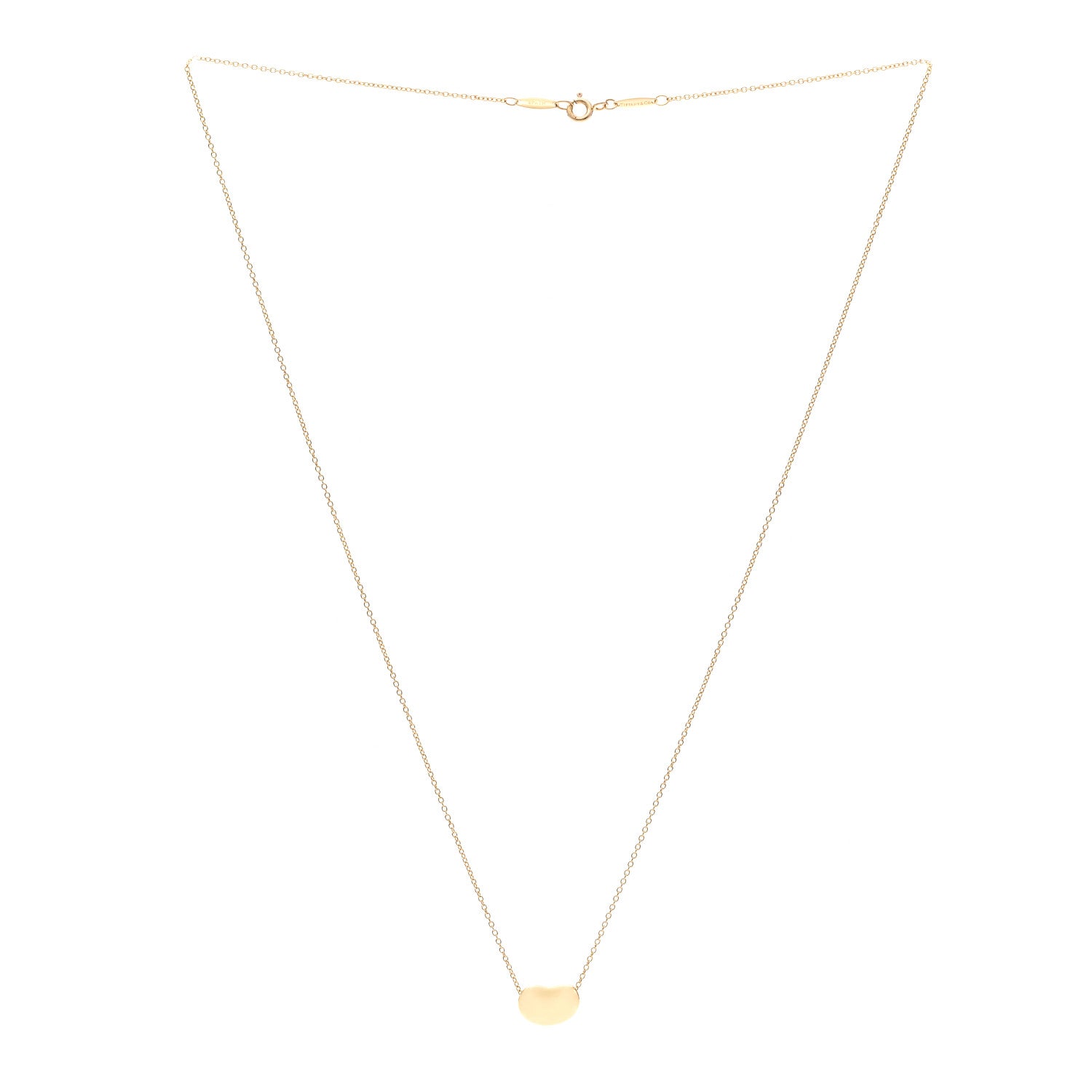 Tiffany 18K Yellow Gold 12mm Elsa Peretti Bean Pendant Necklace 3 of 5
