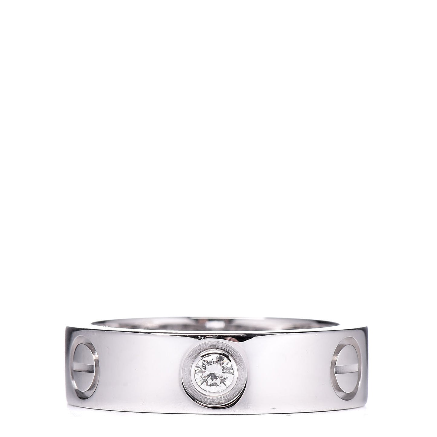 18K White Gold 3 Diamond 5.5mm LOVE Ring 52 6