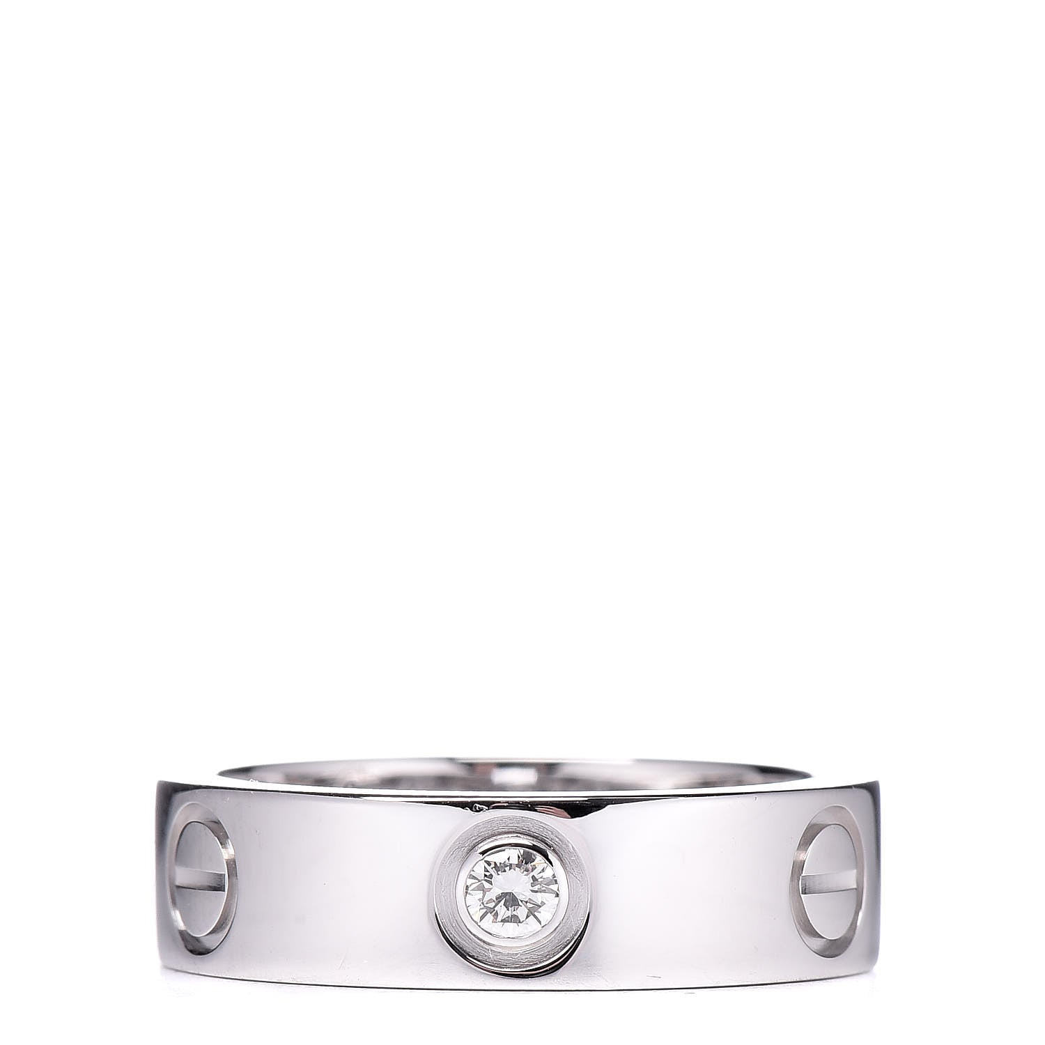 Cartier 18K White Gold 3 Diamond 5.5mm LOVE Ring 52 6 1 of 4