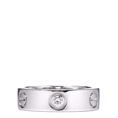 Cartier 18K White Gold 3 Diamond 5.5mm LOVE Ring 52 6 1 of 4