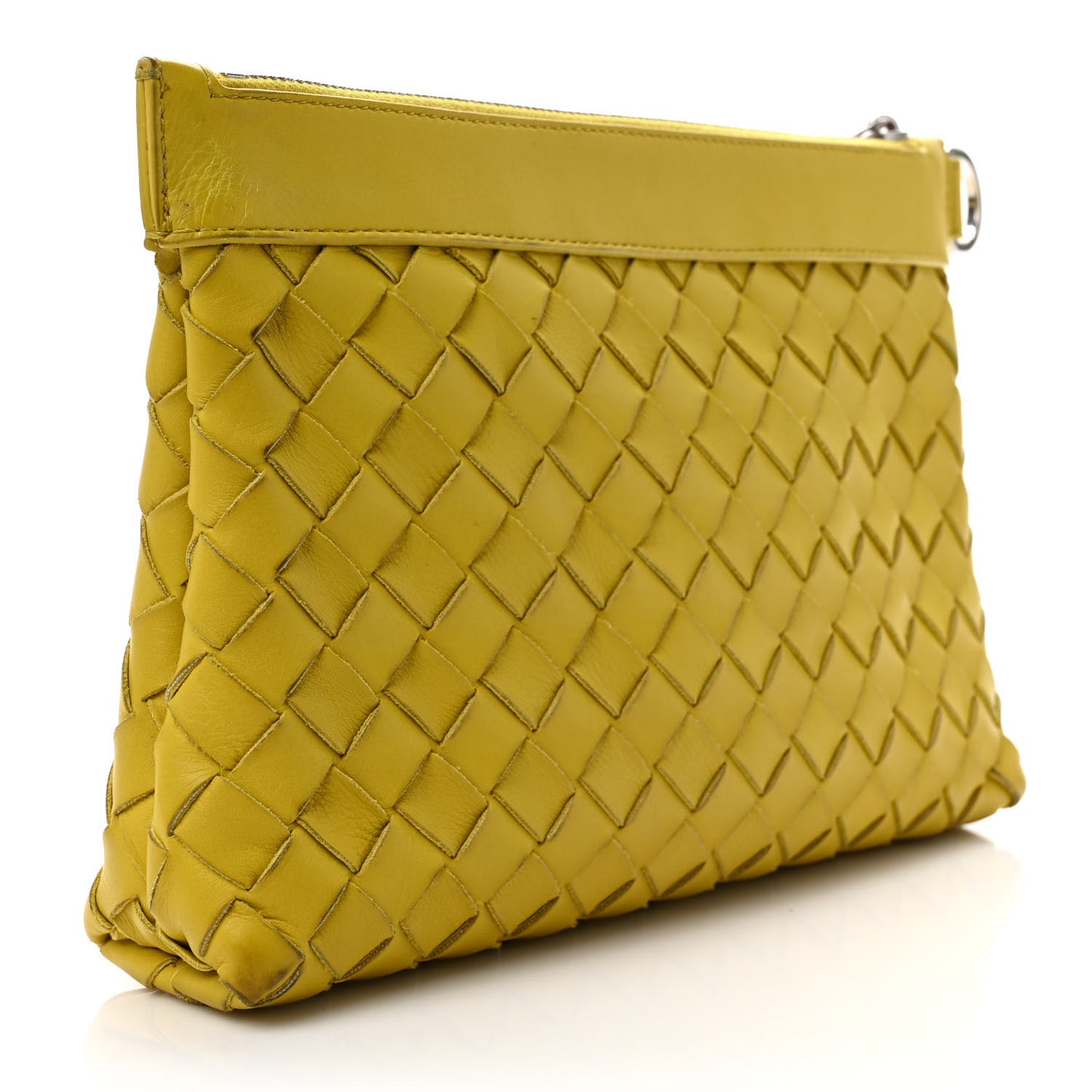 Nappa Intrecciato Flat Zip Pouch Buttercup