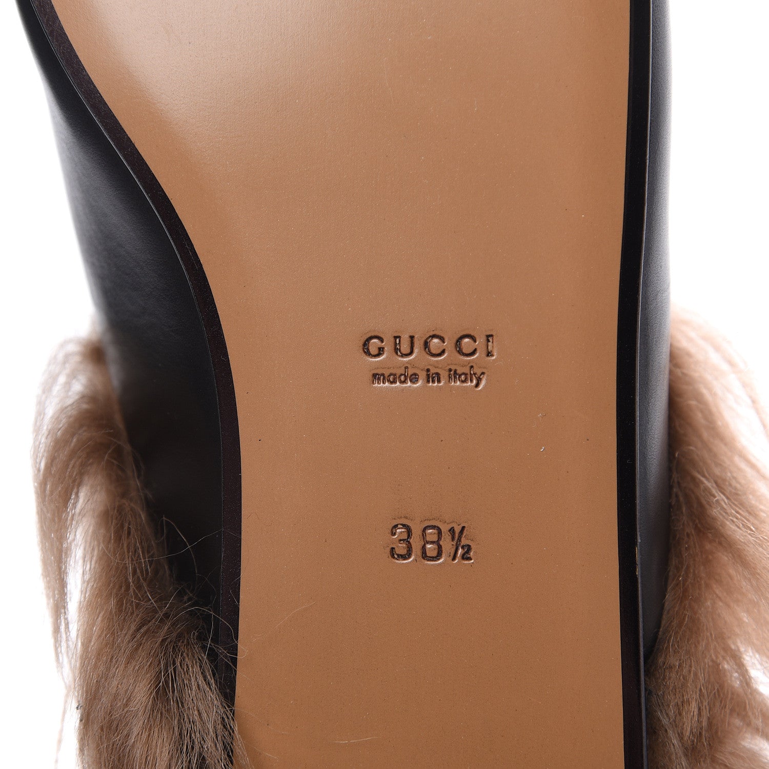 Gucci Calfskin Fur Womens Princetown Slippers 38.5 Black 6 of 8