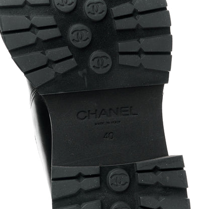 Chanel Crumpled Calfskin Patent Cap Toe Short Boots 40 Black 6 of 8