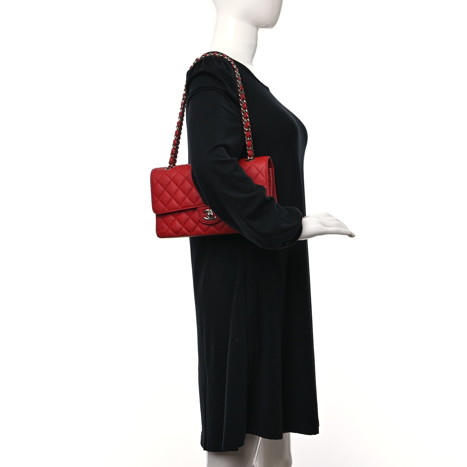 Chanel Caviar Quilted Medium Double Flap Red 3 of 10