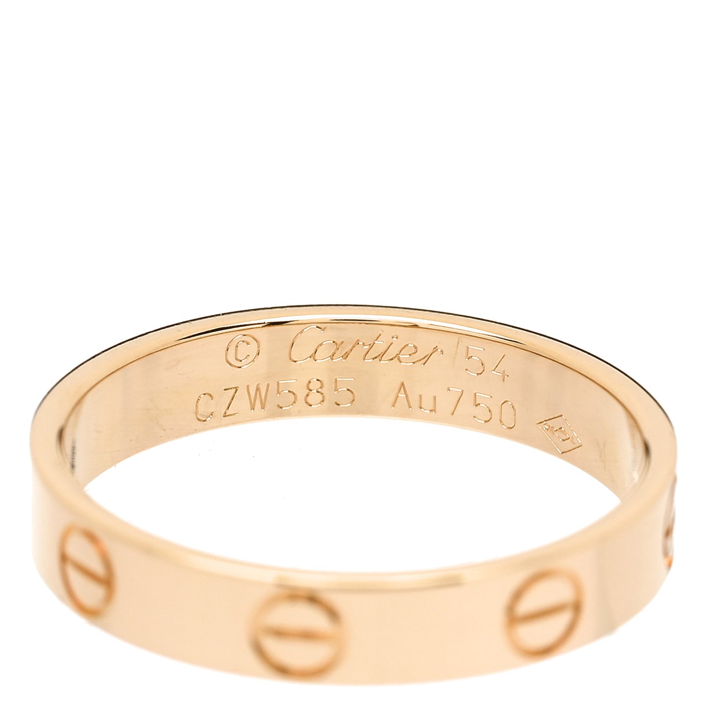 18K Yellow Gold 3.5mm LOVE Wedding Band Ring 54 6.75