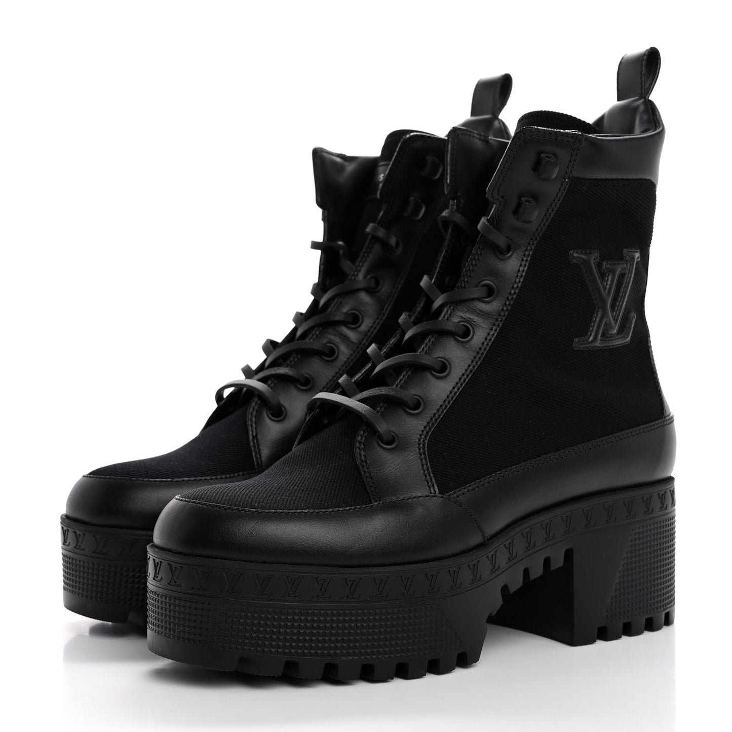 Canvas Monogram Laureate Platform Desert Boots 36 Black