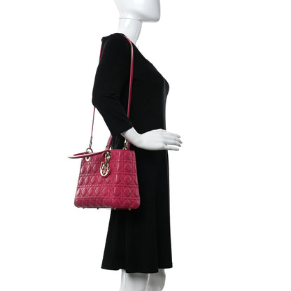 Christian Dior Lambskin Cannage Medium Lady Dior Pink 3 of 10