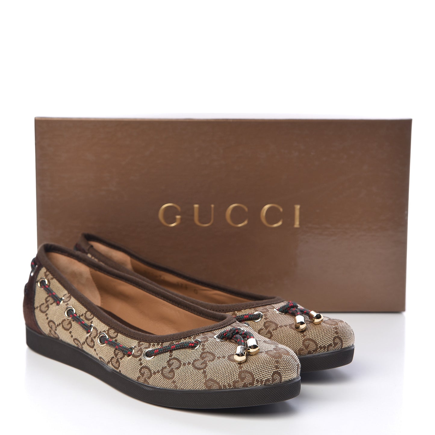 GG Monogram Ballet Flats 37.5 Beige Ebony