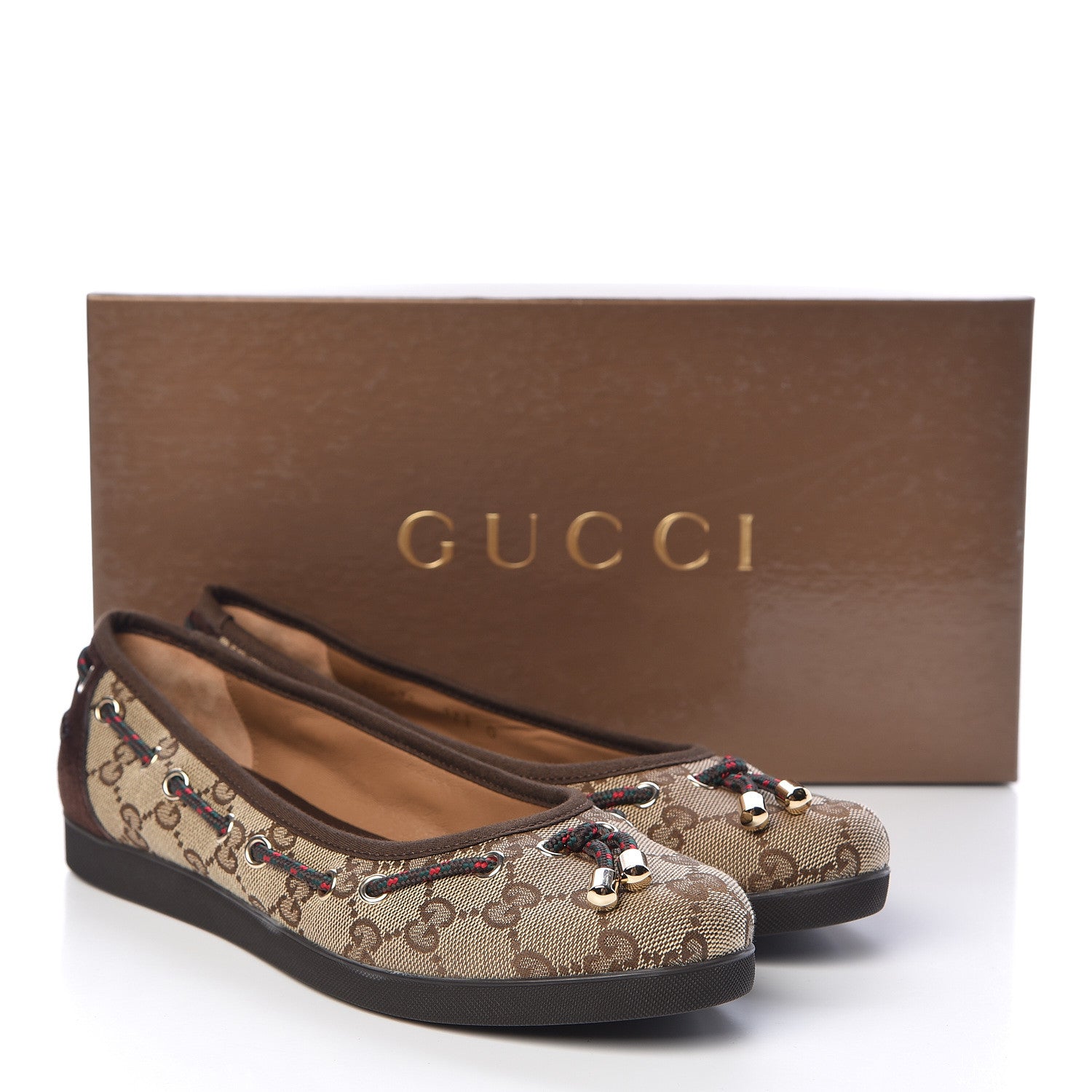 Gucci GG Monogram Ballet Flats 37.5 Beige Ebony 11 of 11