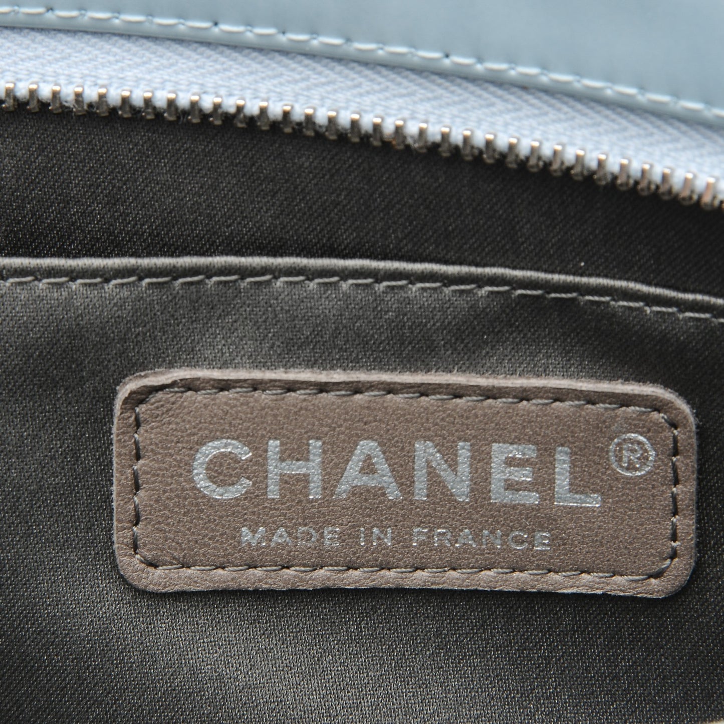 Patent Calfskin Lucky Symbols Pochette Light Blue