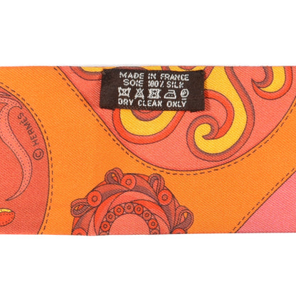 Hermes Silk Festival des Amazones Twilly Orange Vermilion Golden Yellow 3 of 4