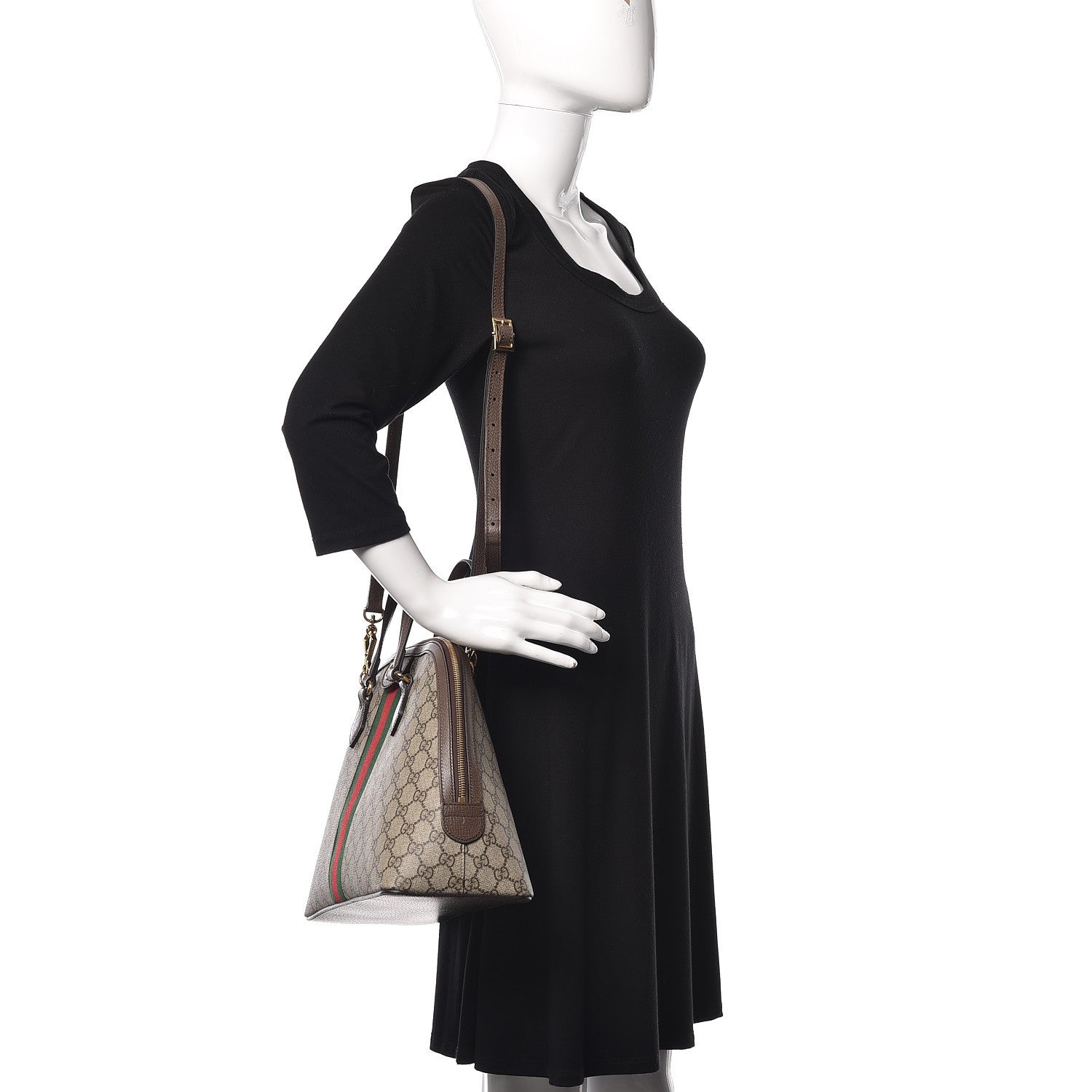 Gucci GG Supreme Monogram Web Medium Ophidia Top Handle Dome Bag Brown 2 of 13