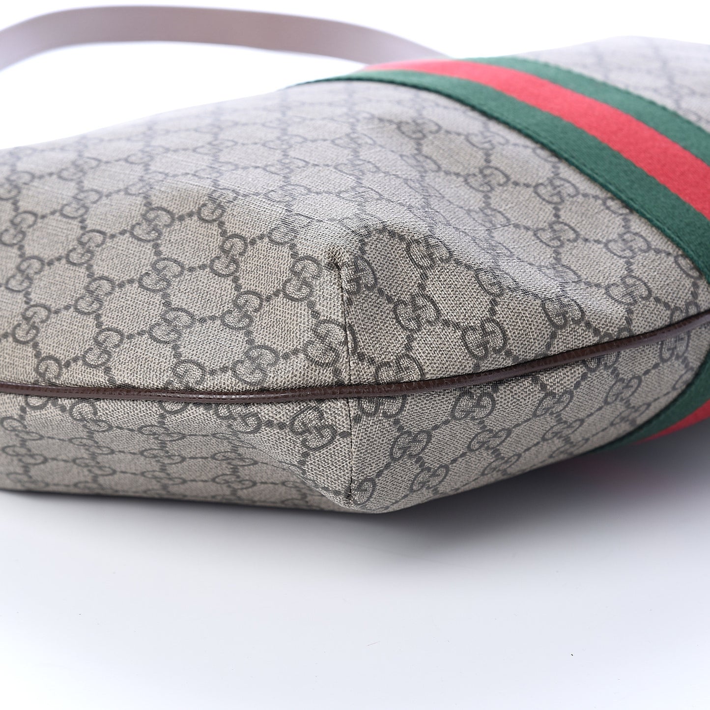GG Supreme Monogram Web Ophidia Half Moon Hobo Brown