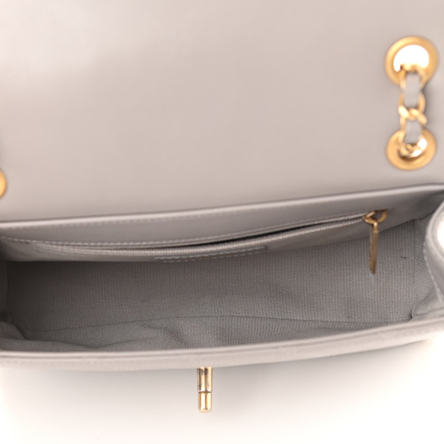 Chanel Calfskin Stitched Chain Flap Grey 5 of 11