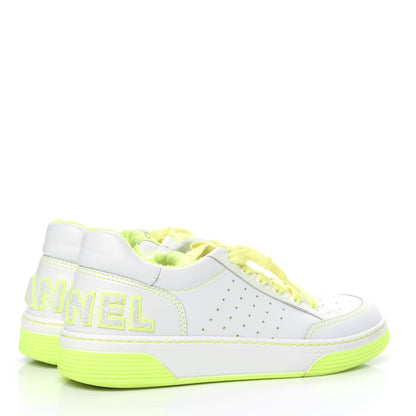 Chanel Calfskin Womens Logo Sneakers 40.5 White Yellow 4 of 8