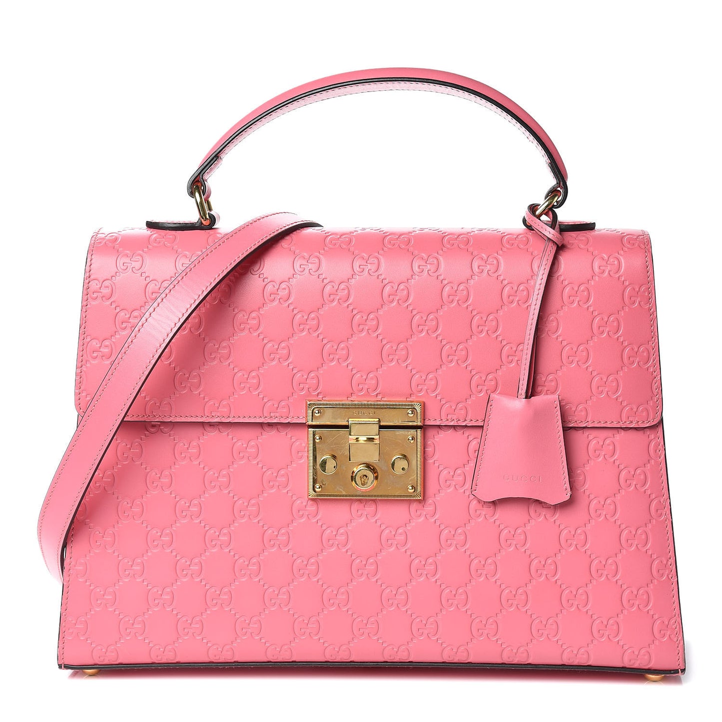 Guccissima Signature Medium Padlock Top Handle Bag Flush