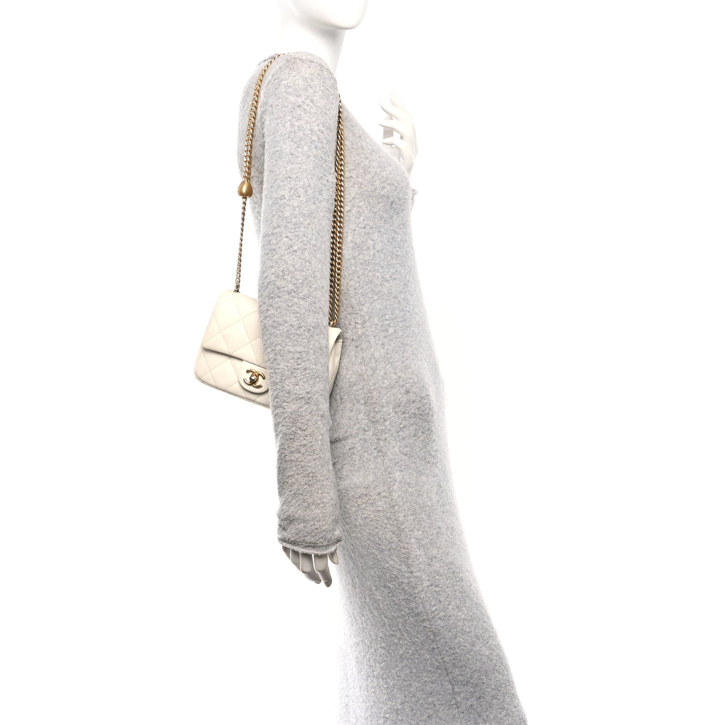 Caviar Quilted Mini Sweetheart Flap White