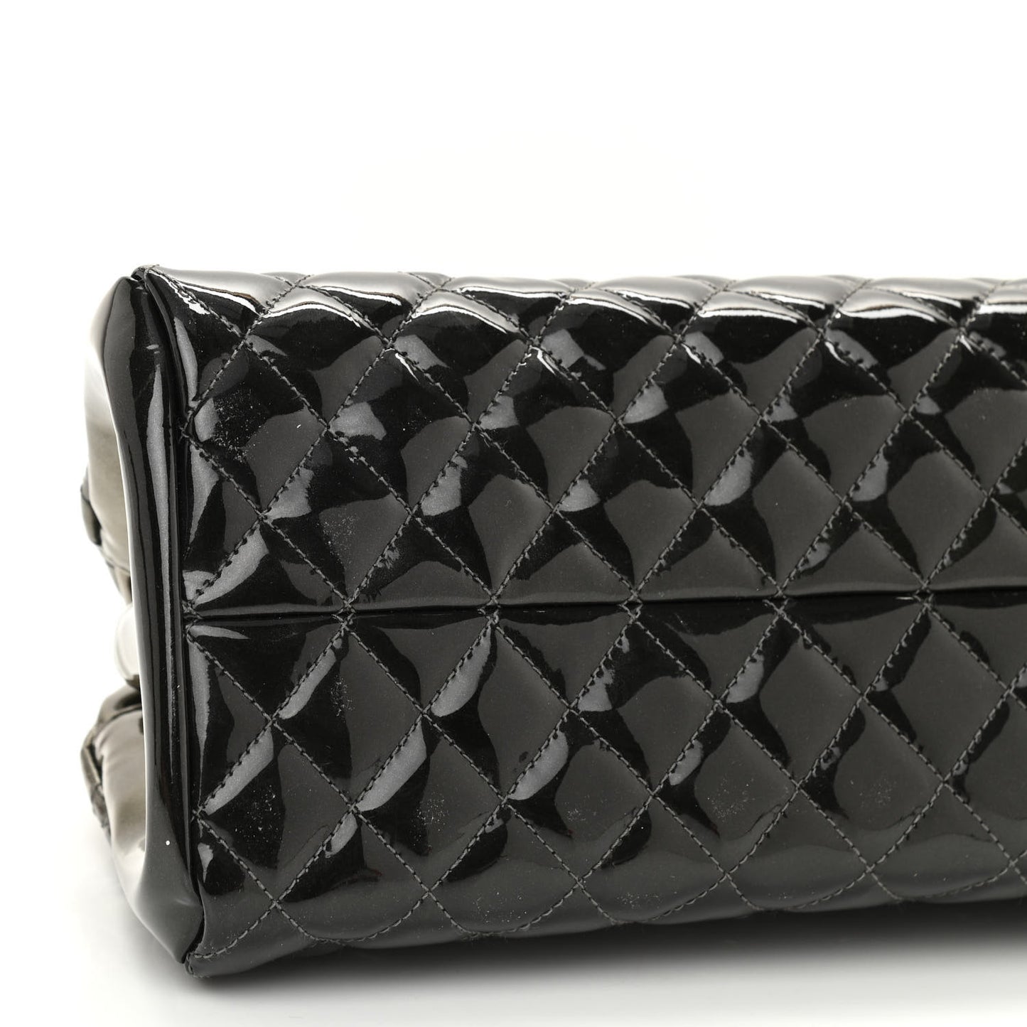 Metallic Patent Quilted Medium Just Mademoiselle Bowling Bag Silver Degrade
