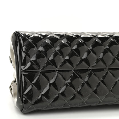 Chanel Metallic Patent Quilted Medium Just Mademoiselle Bowling Bag Silver Degrade 9 of 11