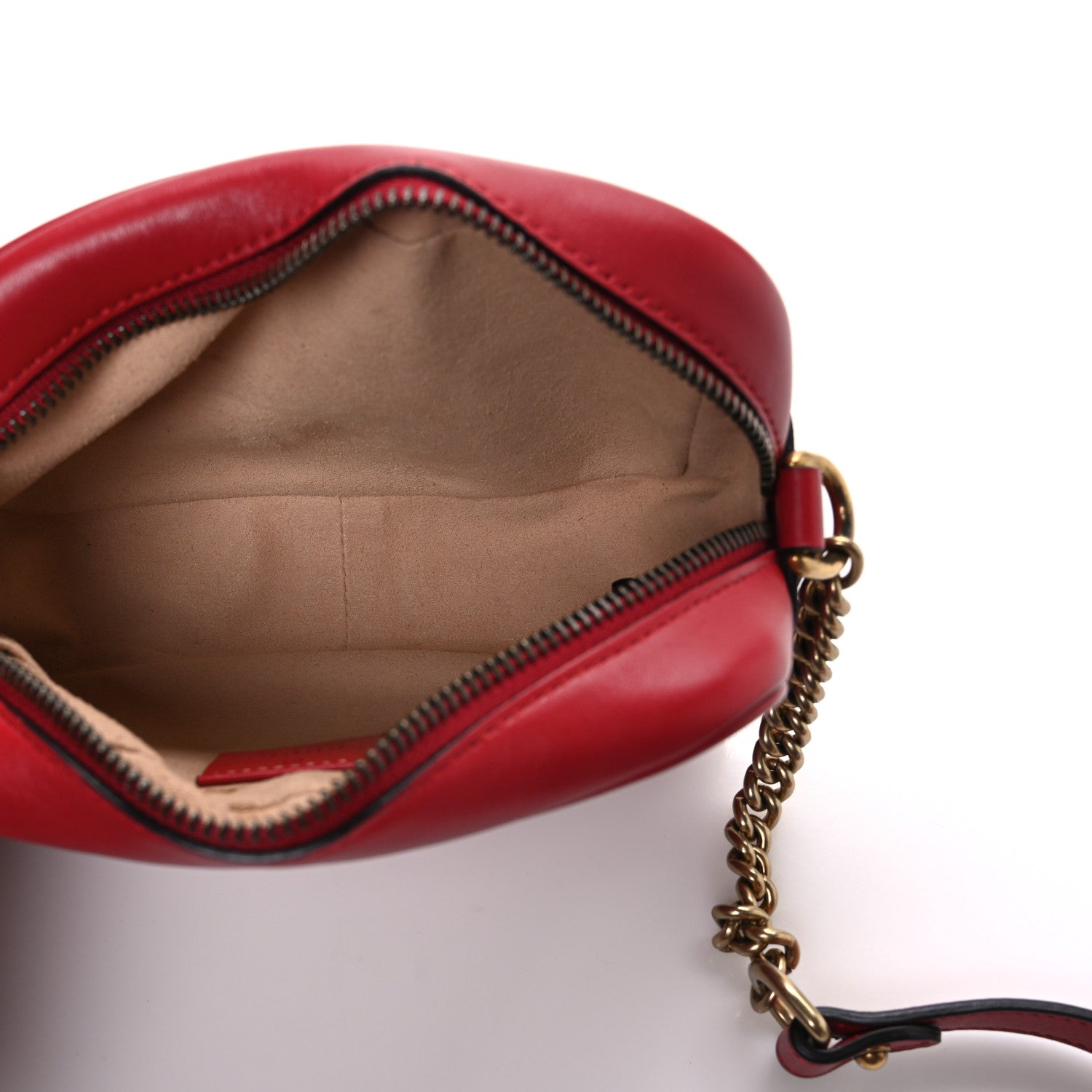 Gucci Calfskin Matelasse Mini GG Marmont Chain Shoulder Bag Hibiscus Red 5 of 10